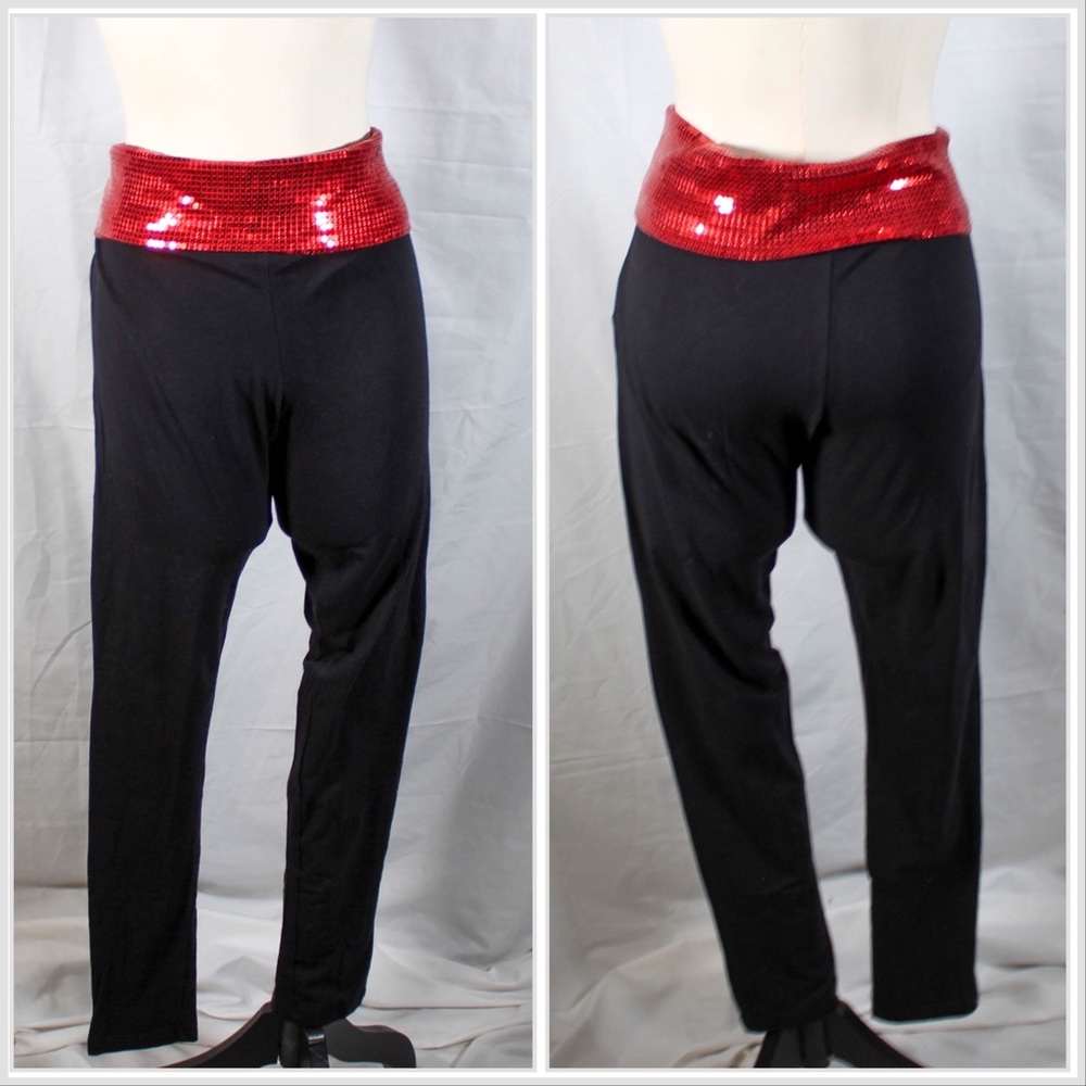 Red Waisted Sequin Yoga Skinny Pants XL Jrs